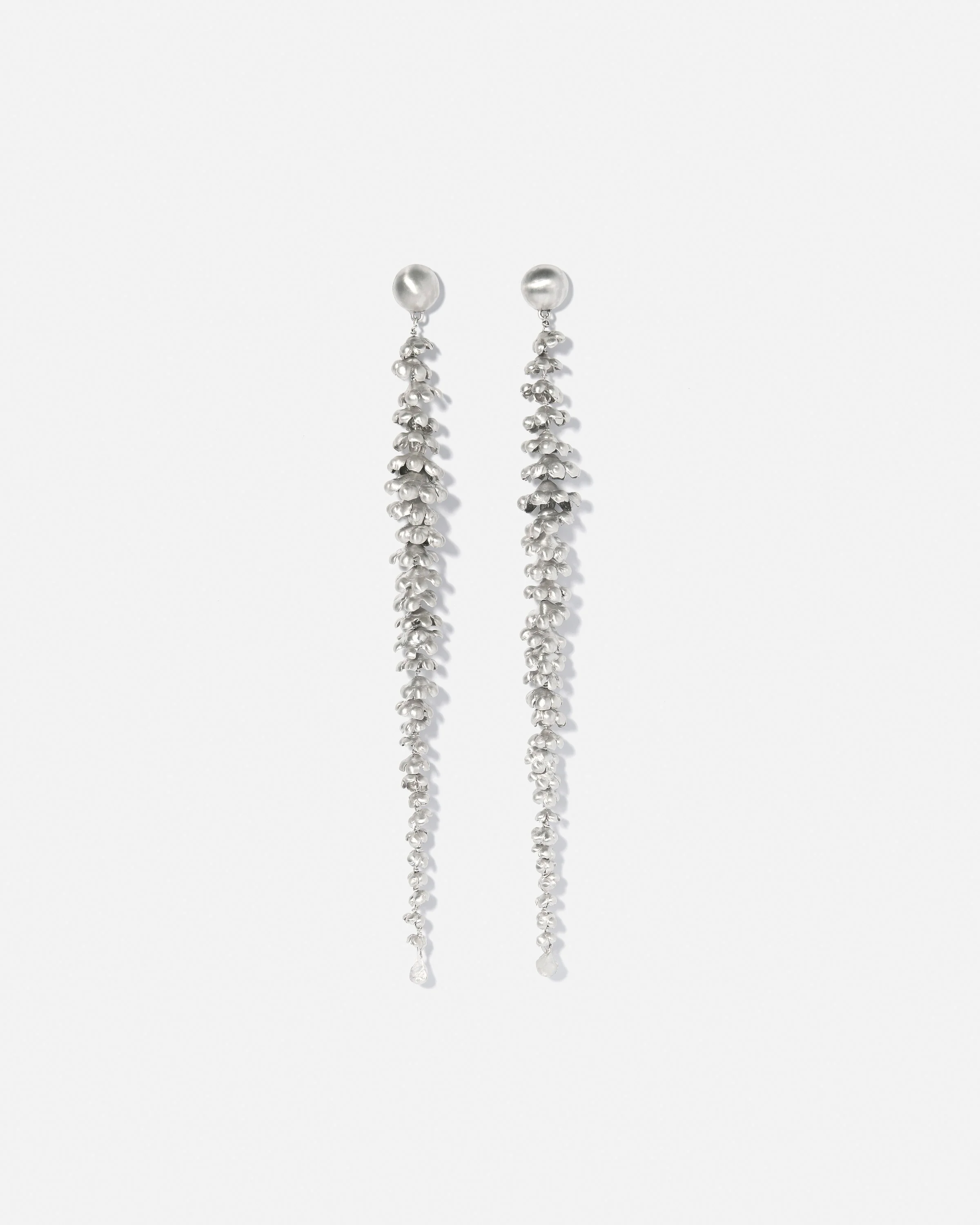 Sterling-silver earrings long pinecone